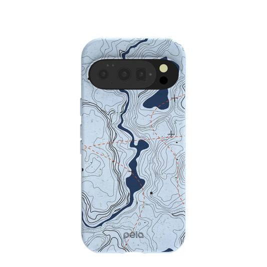 Powder Blue Contour Lines Google Pixel 10/10 Pro Case