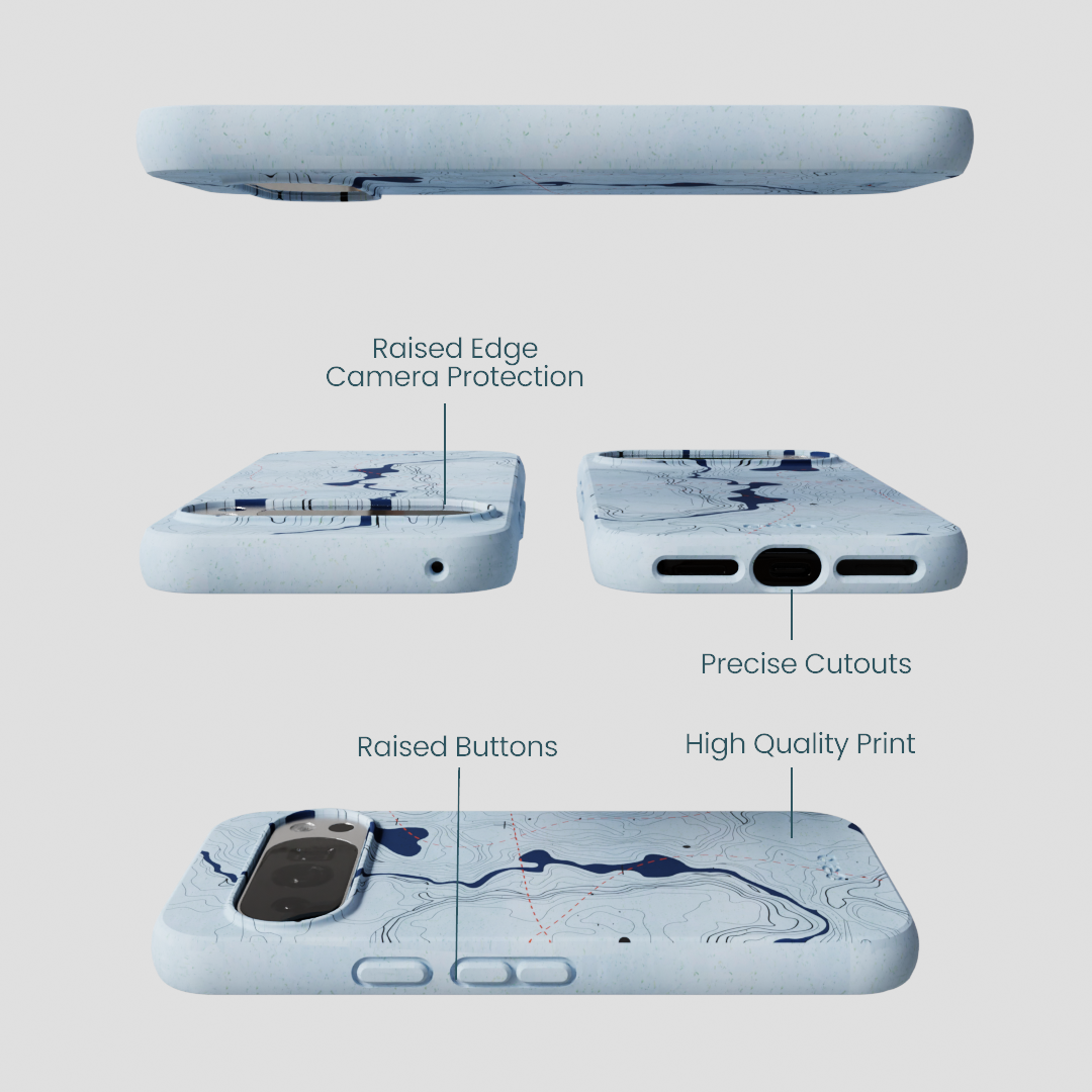 Powder Blue Contour Lines Google Pixel 10/10 Pro Case