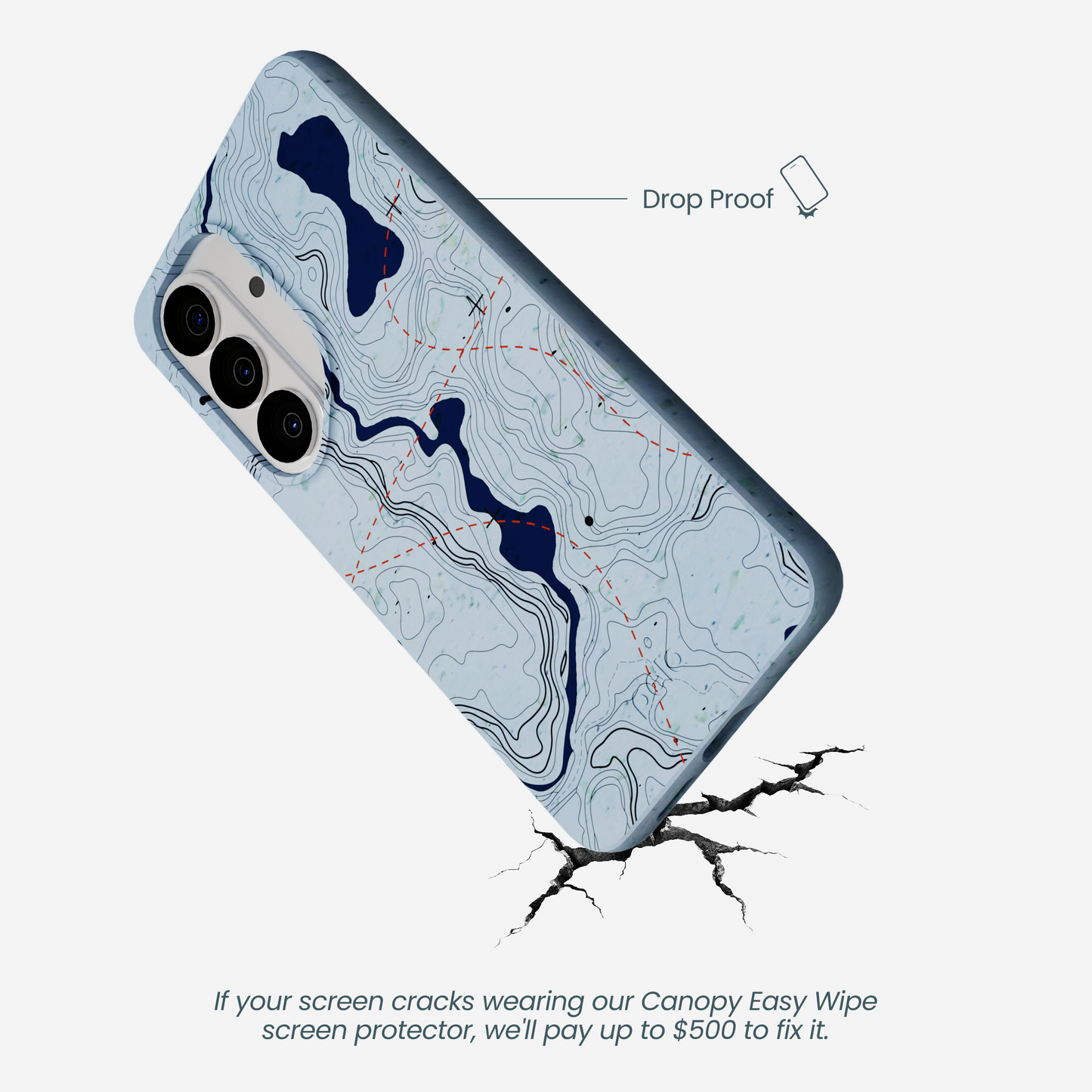 Powder Blue Contour Lines Samsung Galaxy S26 Case