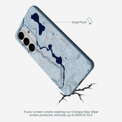 Powder Blue Contour Lines Samsung Galaxy S26 Case