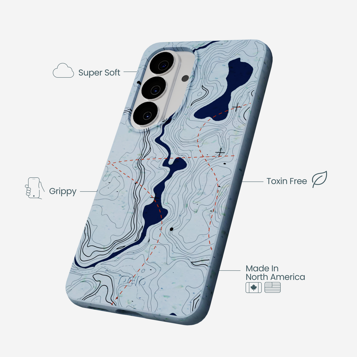 Powder Blue Contour Lines Samsung Galaxy S26 Case