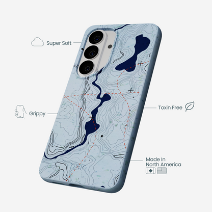 Powder Blue Contour Lines Samsung Galaxy S26 Case