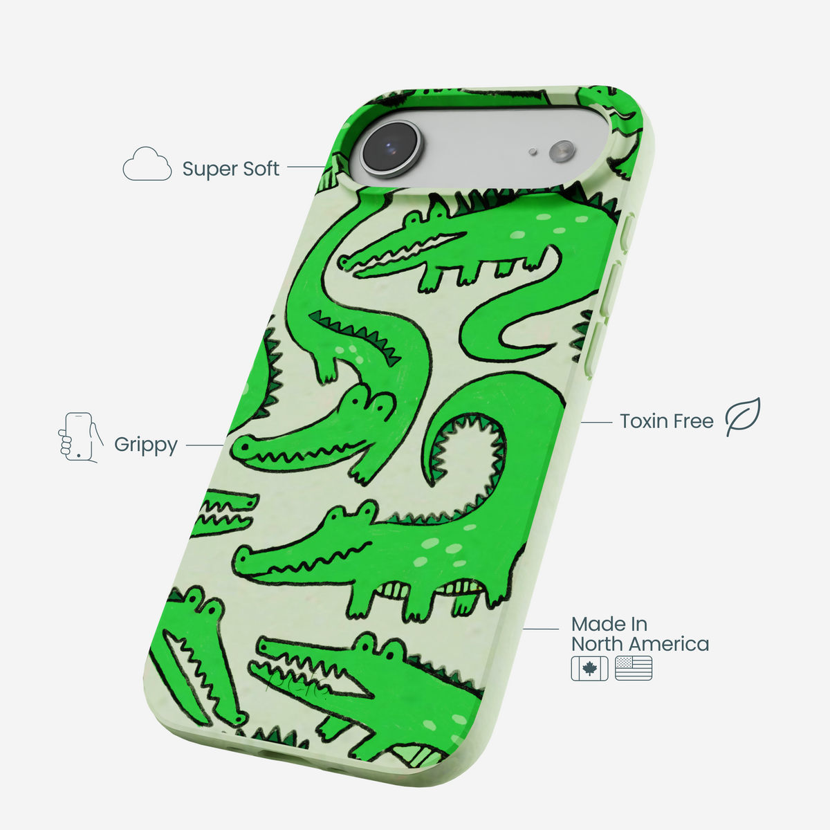 Sage Green Croc a Doodle iPhone Air Case