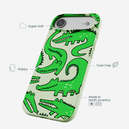 Sage Green Croc a Doodle iPhone Air Case