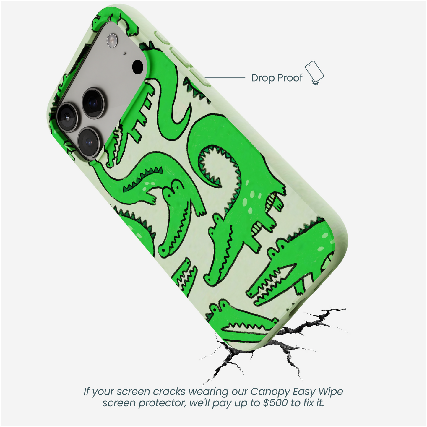 Sage Green Croc a Doodle iPhone 17 Pro Max Case