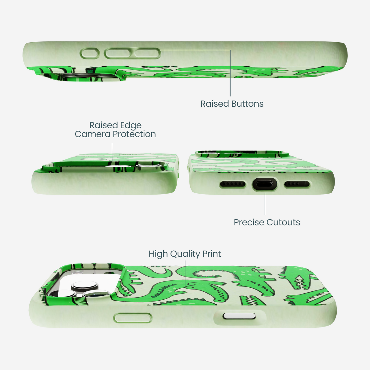 Sage Green Croc a Doodle iPhone 17 Pro Max Case