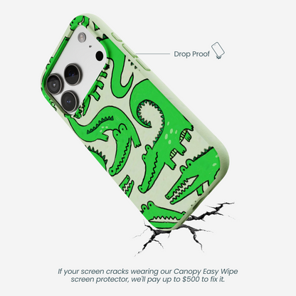 Sage Green Croc a Doodle iPhone 17 Pro Case
