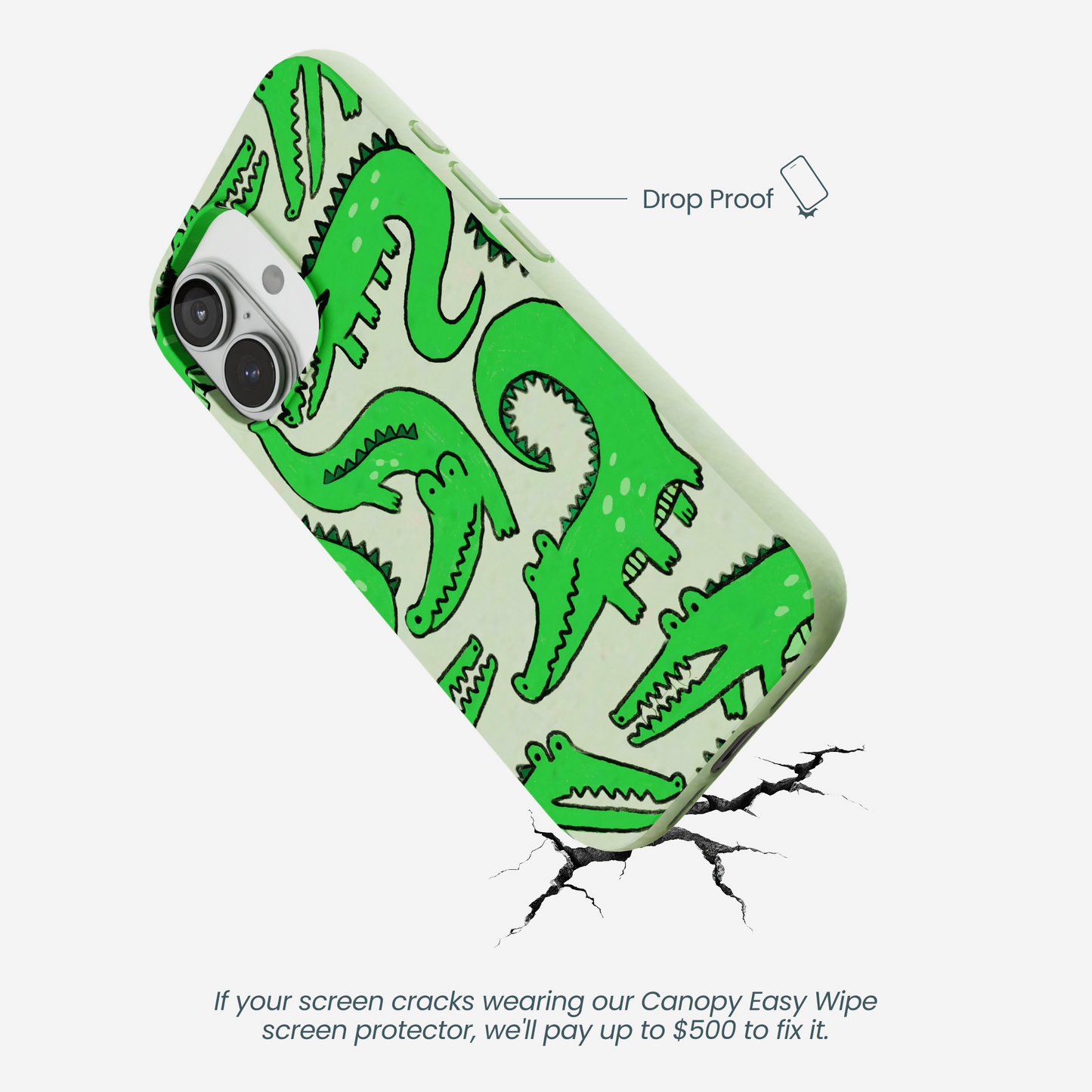 Sage Green Croc a Doodle iPhone 17 Case