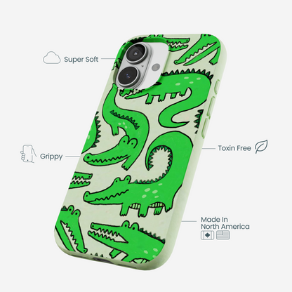 Sage Green Croc a Doodle iPhone 17 Case