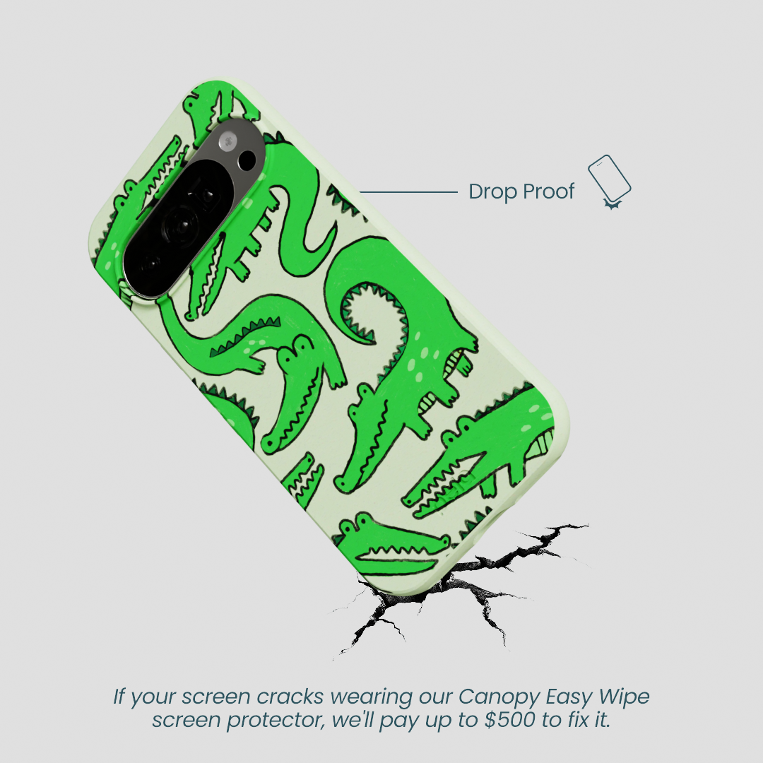 Sage Green Croc a Doodle Google Pixel 10/10 Pro Case