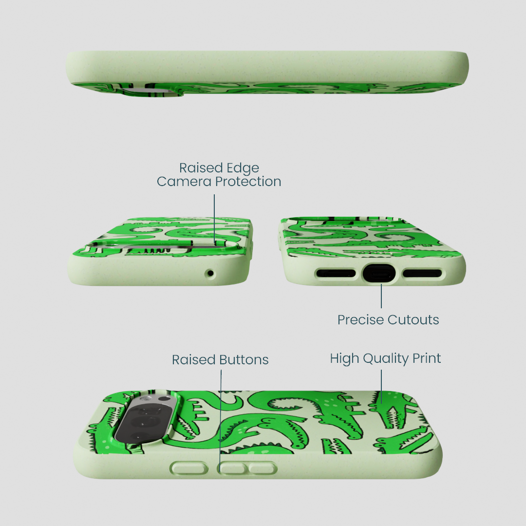 Sage Green Croc a Doodle Google Pixel 10/10 Pro Case