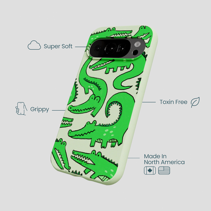 Sage Green Croc a Doodle Google Pixel 10/10 Pro Case