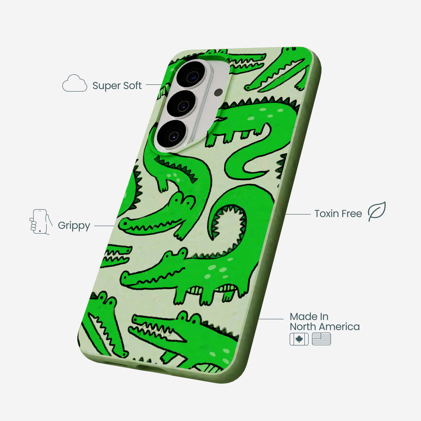 Sage Green Croc a Doodle Samsung Galaxy S26 Case