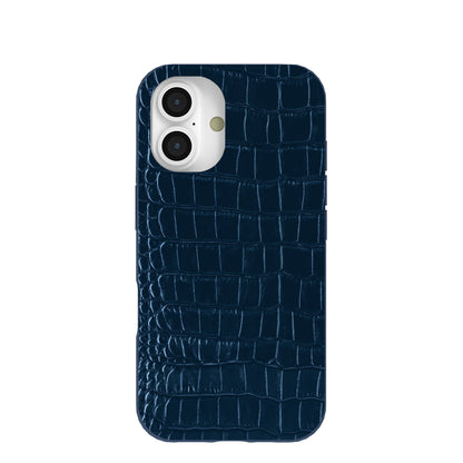 Navy Blue Croc iPhone 16 Case