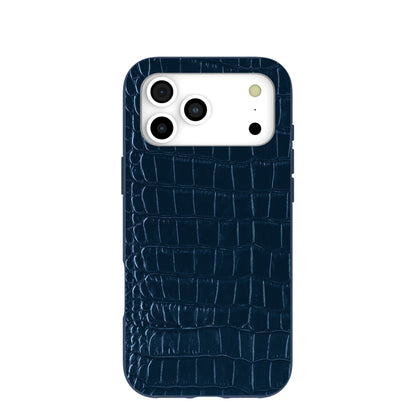 Navy Blue Croc iPhone 17 Pro Max Case