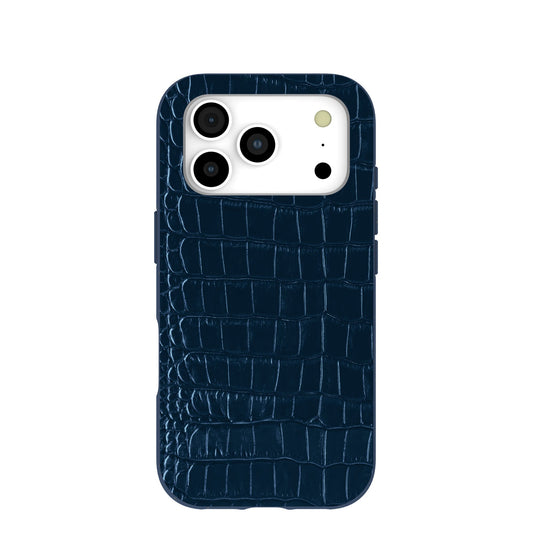 Navy Blue Croc iPhone 17 Pro Case