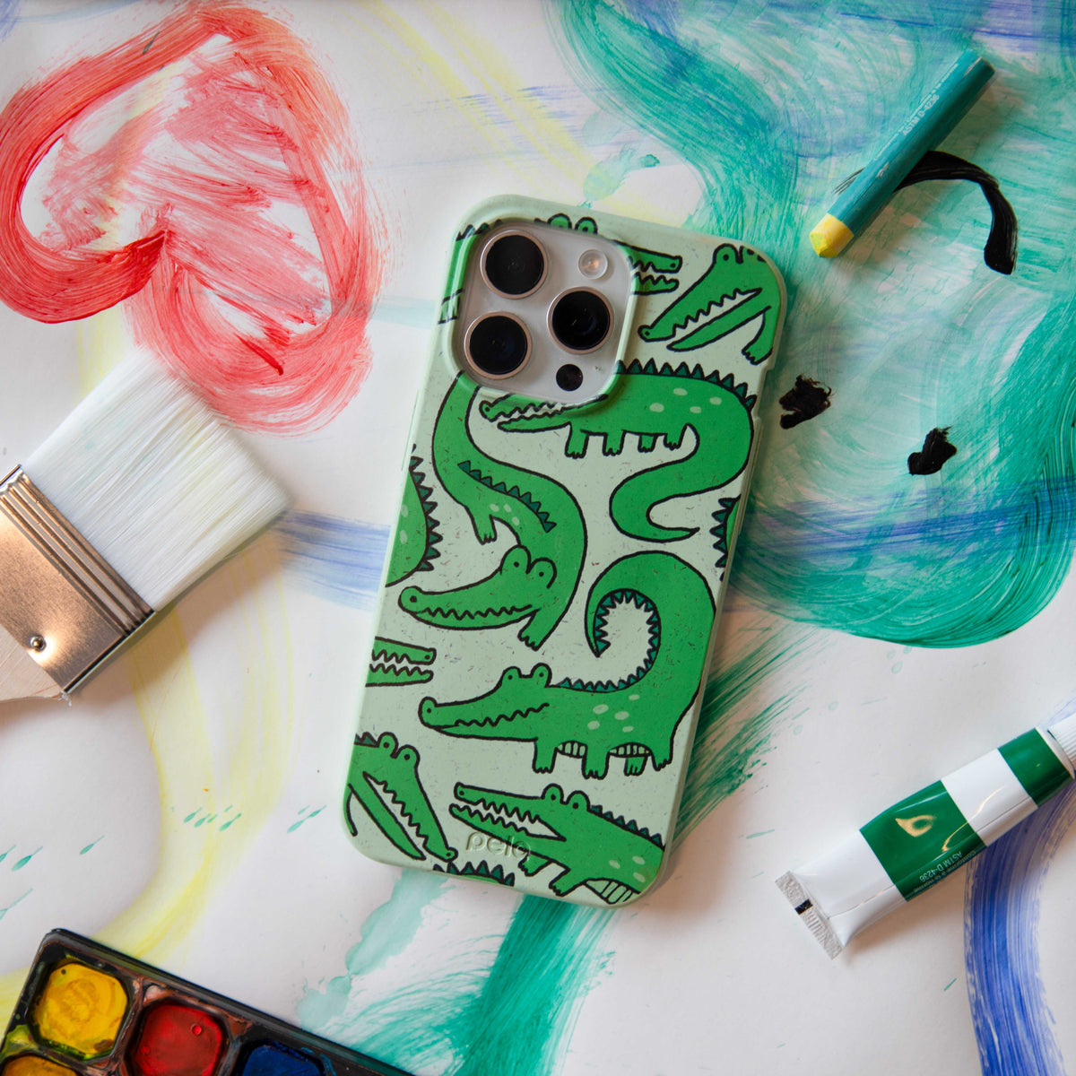 Sage Green Croc a Doodle Google Pixel 10/10 Pro Case
