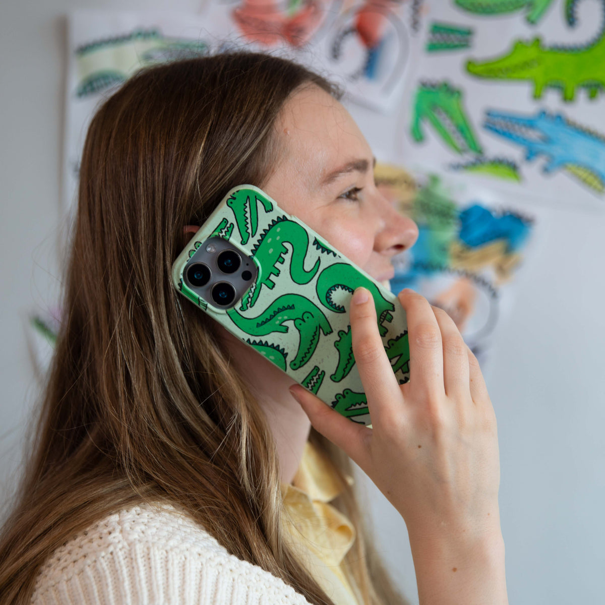 Sage Green Croc a Doodle Google Pixel 10a Case