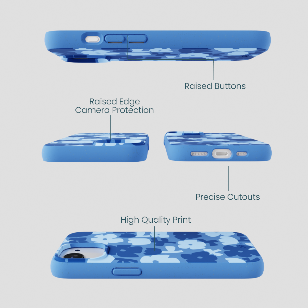 Electric Blue Daydream Blooms iPhone 16e/17e Case