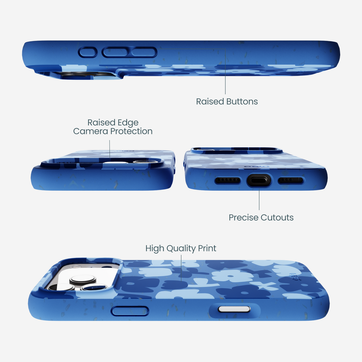 Electric Blue Daydream Blooms iPhone 17 Pro Max Case