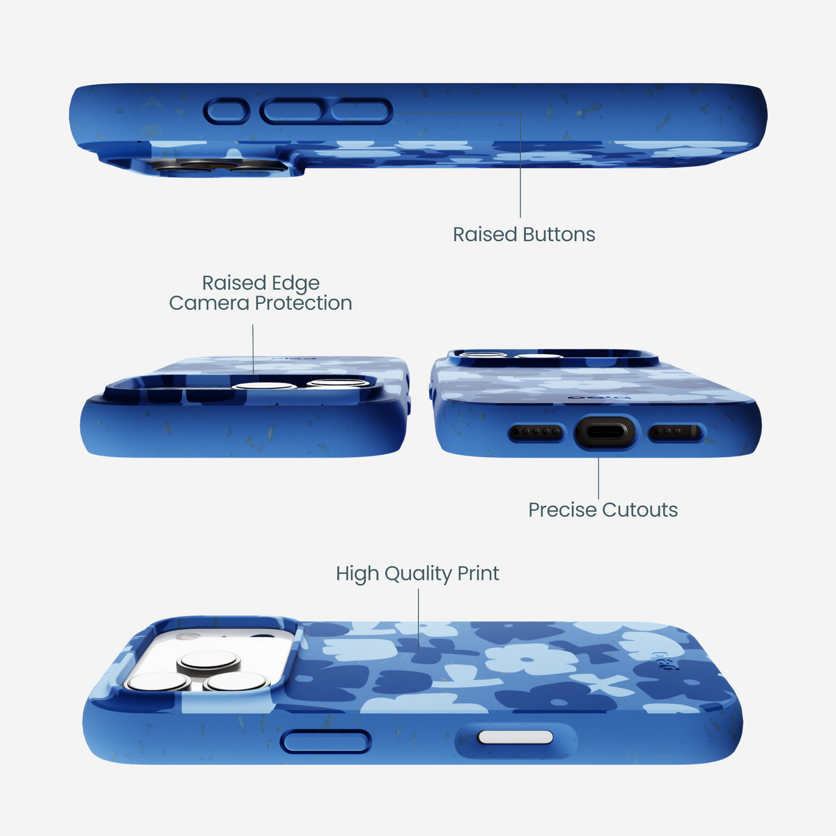 Electric Blue Daydream Blooms iPhone 17 Pro Case