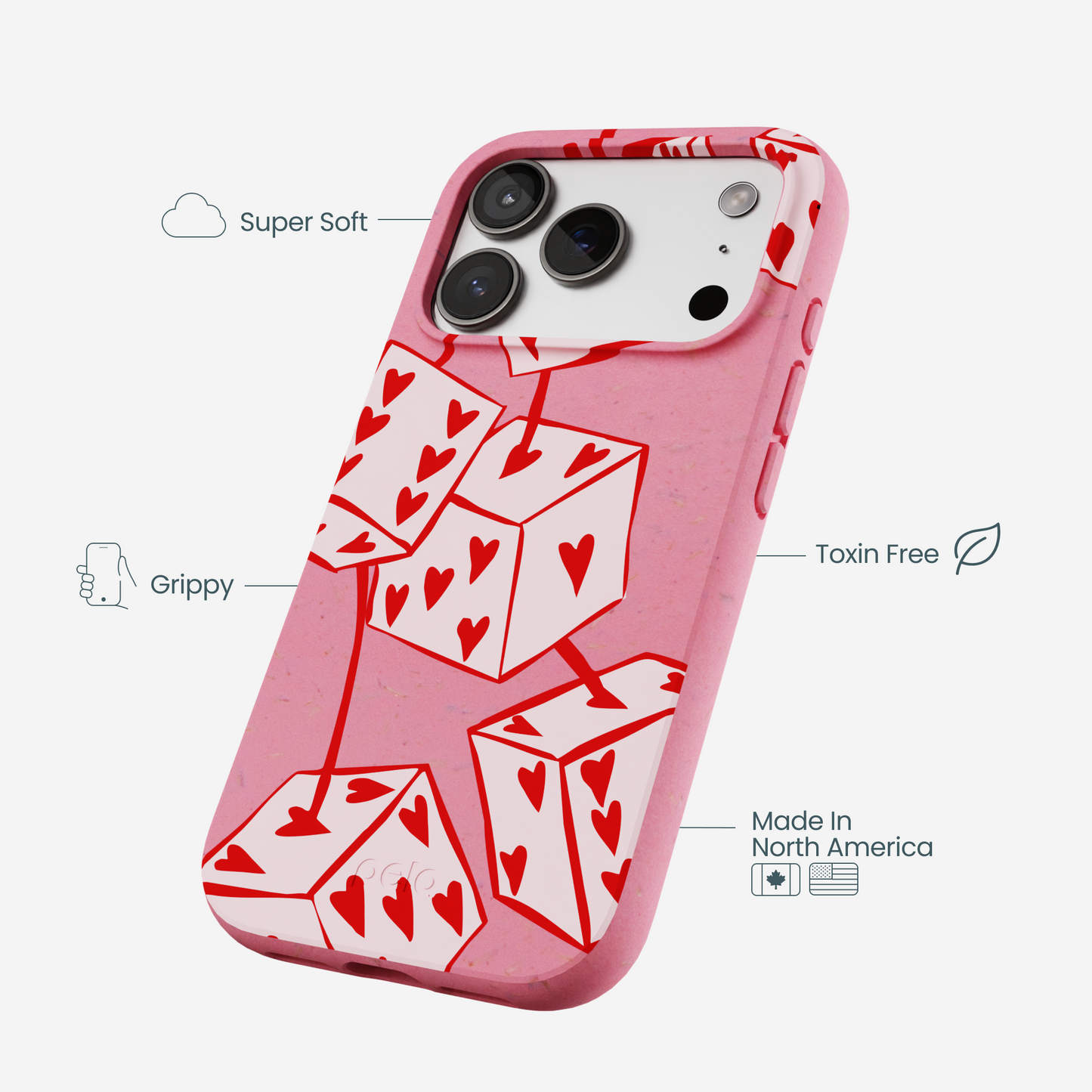 Bubblegum Pink Dicey Cherries iPhone 17 Pro Case