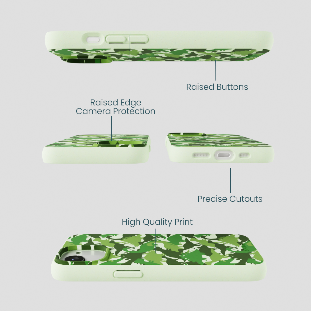 Sage Green Dino Camo iPhone 16e/17e Case