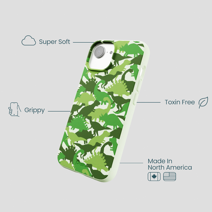 Sage Green Dino Camo iPhone 16e/17e Case