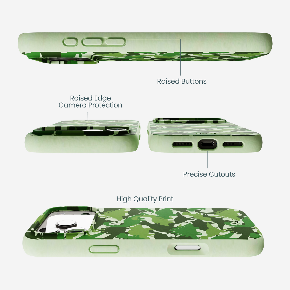 Sage Green Dino Camo iPhone 17 Pro Max Case