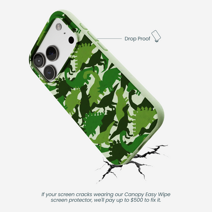 Sage Green Dino Camo iPhone 17 Pro Case