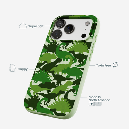 Sage Green Dino Camo iPhone 17 Pro Case