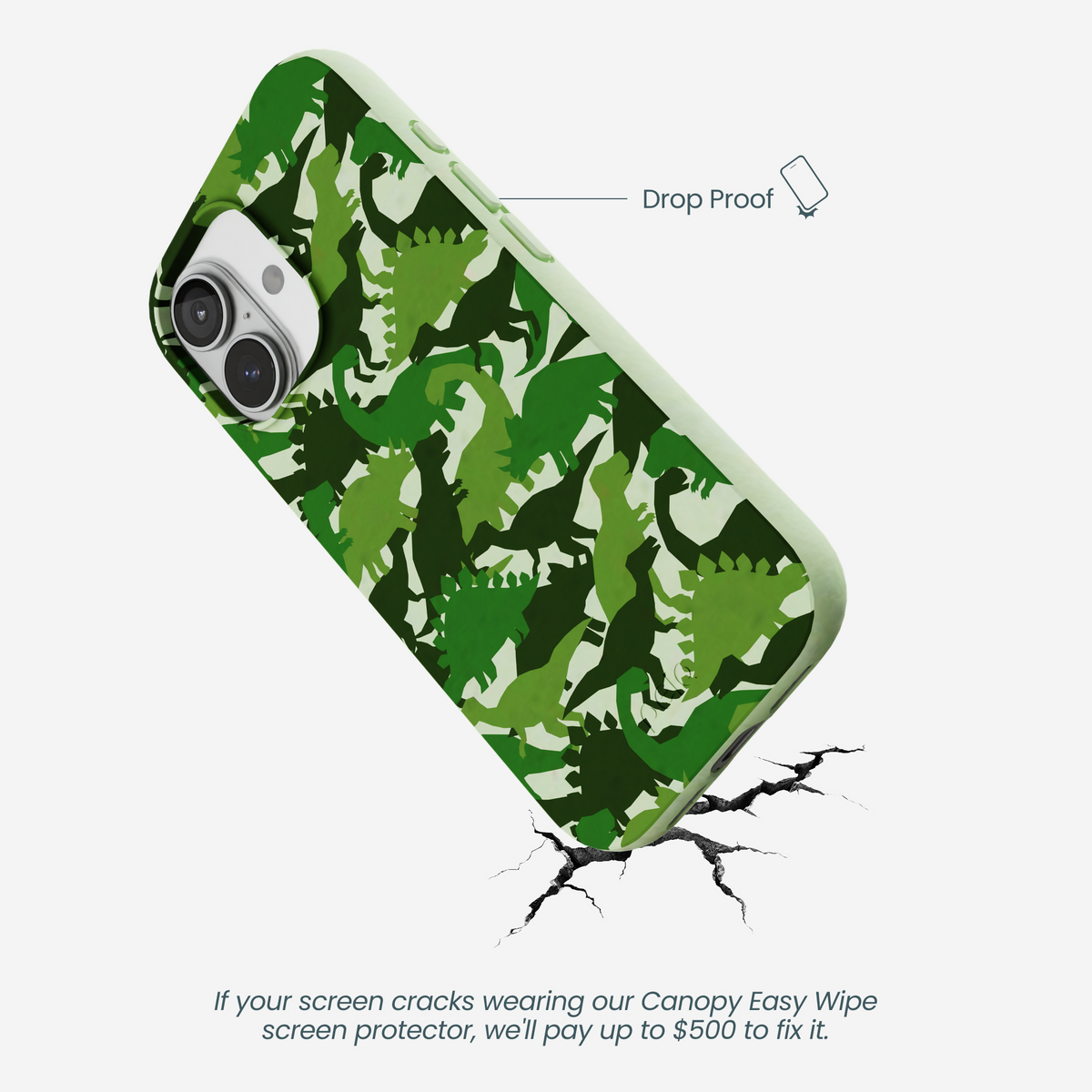 Sage Green Dino Camo iPhone 17 Case