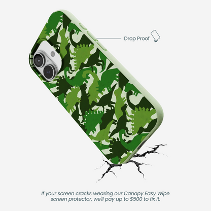 Sage Green Dino Camo iPhone 17 Case