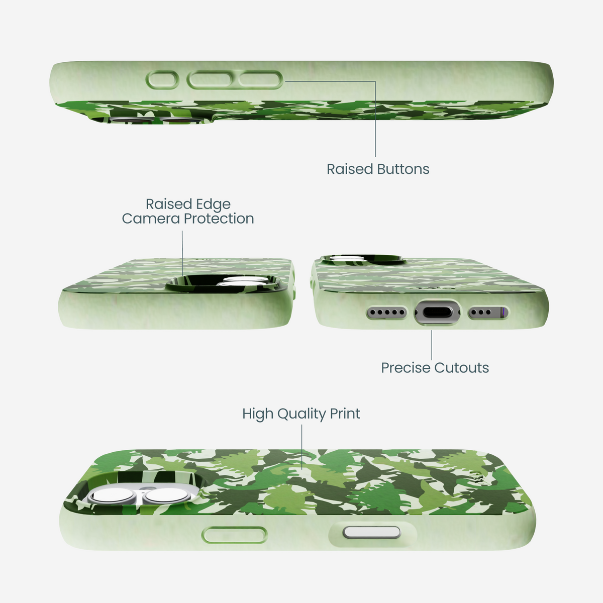 Sage Green Dino Camo iPhone 17 Case