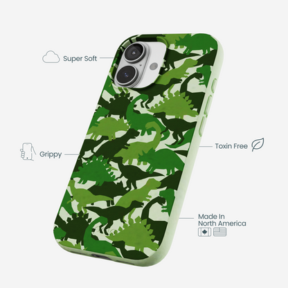 Sage Green Dino Camo iPhone 17 Case