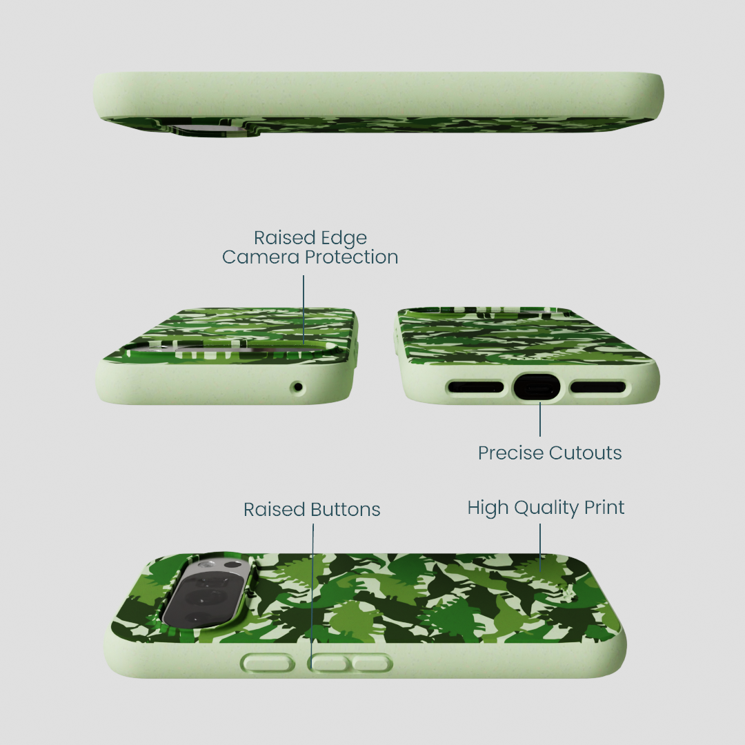 Sage Green Dino Camo Google Pixel 10/10 Pro Case