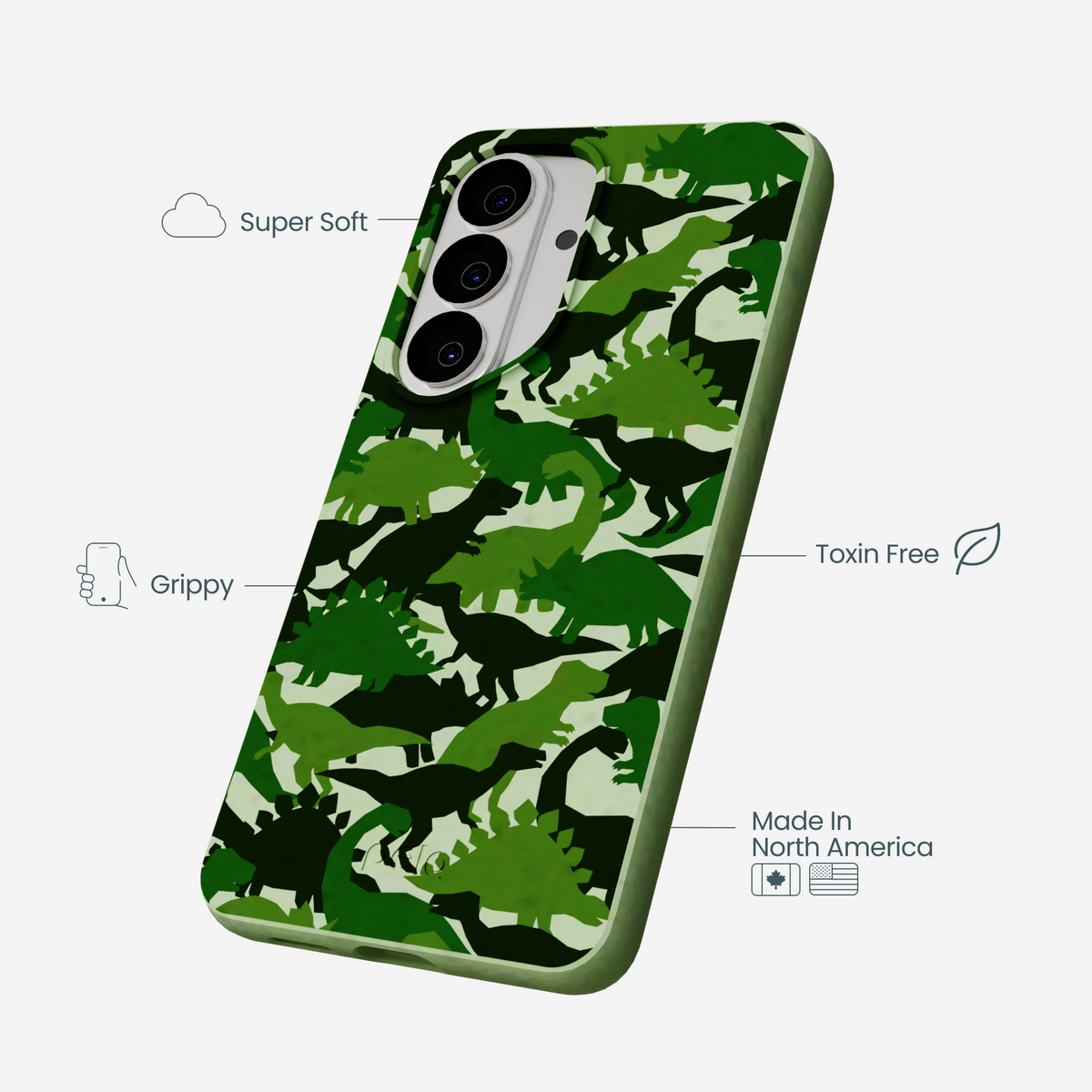Sage Green Dino Camo Samsung Galaxy S26 Case