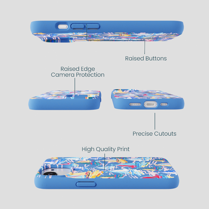 Electric Blue Dockside Dreams iPhone 16e/17e Case