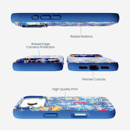 Electric Blue Dockside Dreams iPhone 17 Pro Case