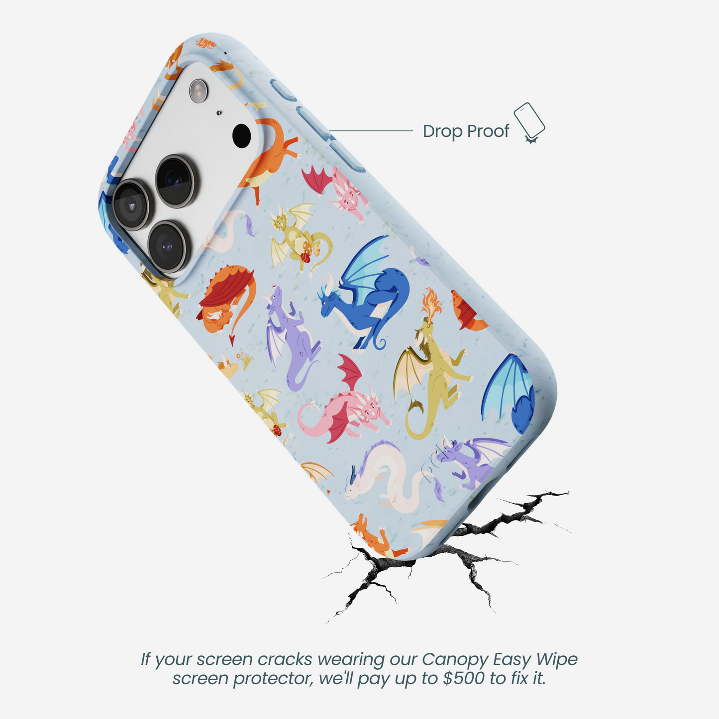 Powder Blue Dragon Cuties iPhone 17 Pro Case