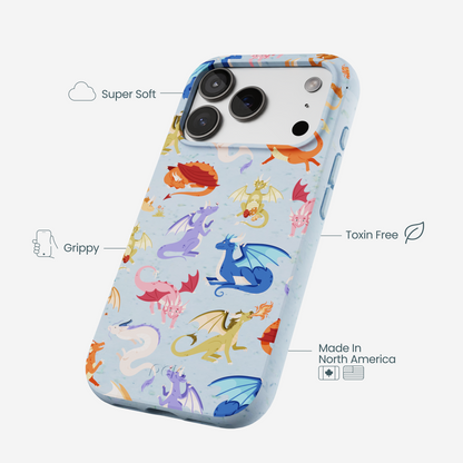 Powder Blue Dragon Cuties iPhone 17 Pro Case