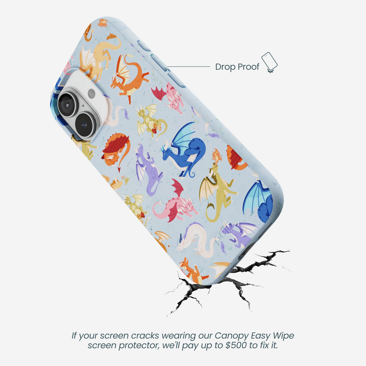 Powder Blue Dragon Cuties iPhone 17 Case
