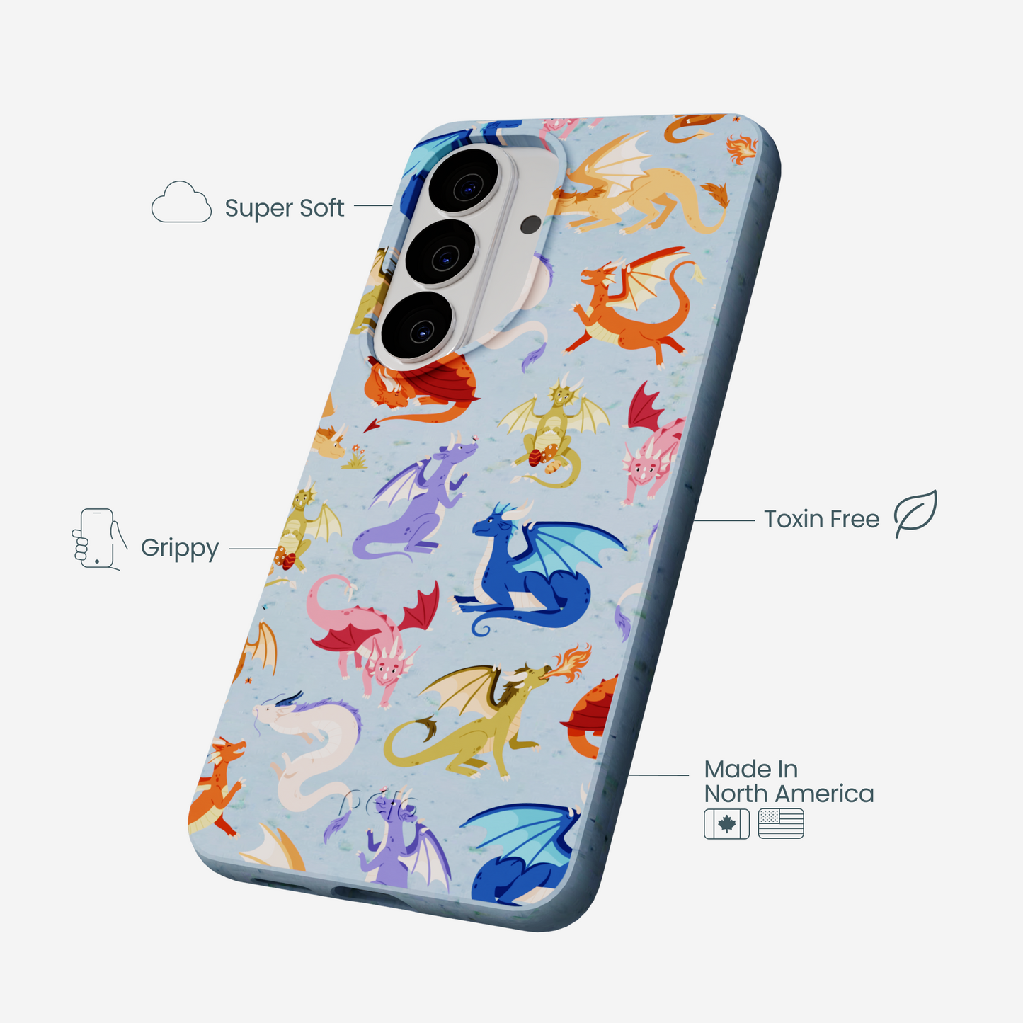 Powder Blue Dragon Cuties Samsung Galaxy S26 Case