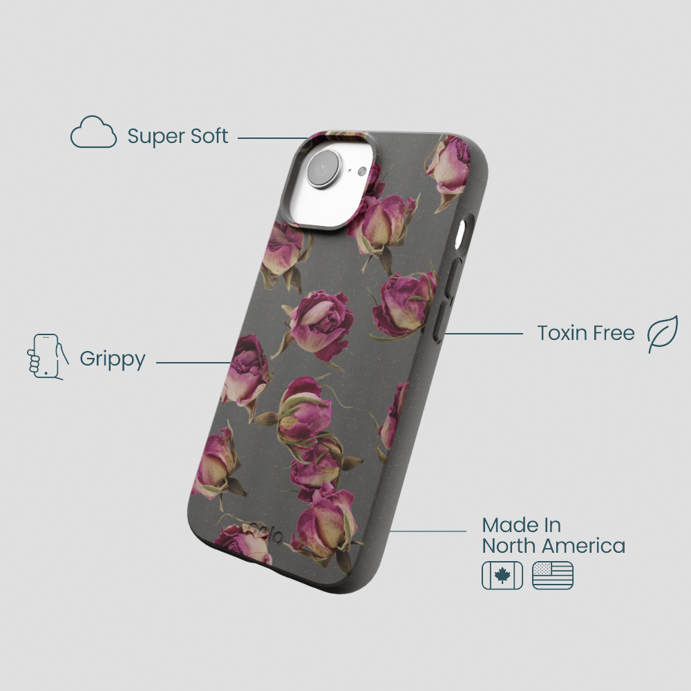 Black Dried Rosebuds iPhone 16e/17e Case