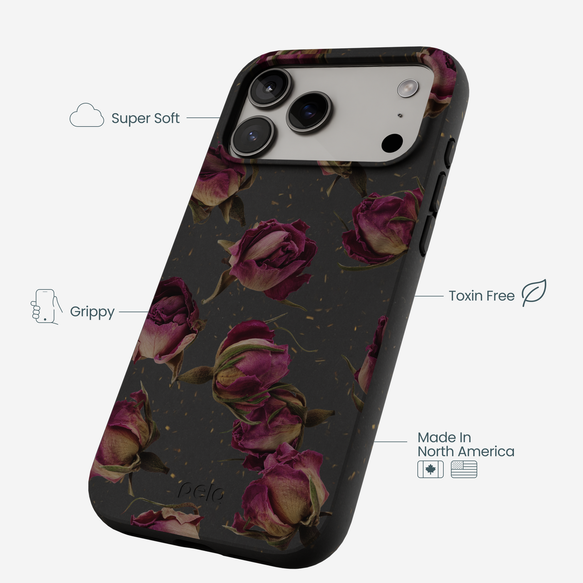 Black Dried Rosebuds iPhone 17 Pro Max Case
