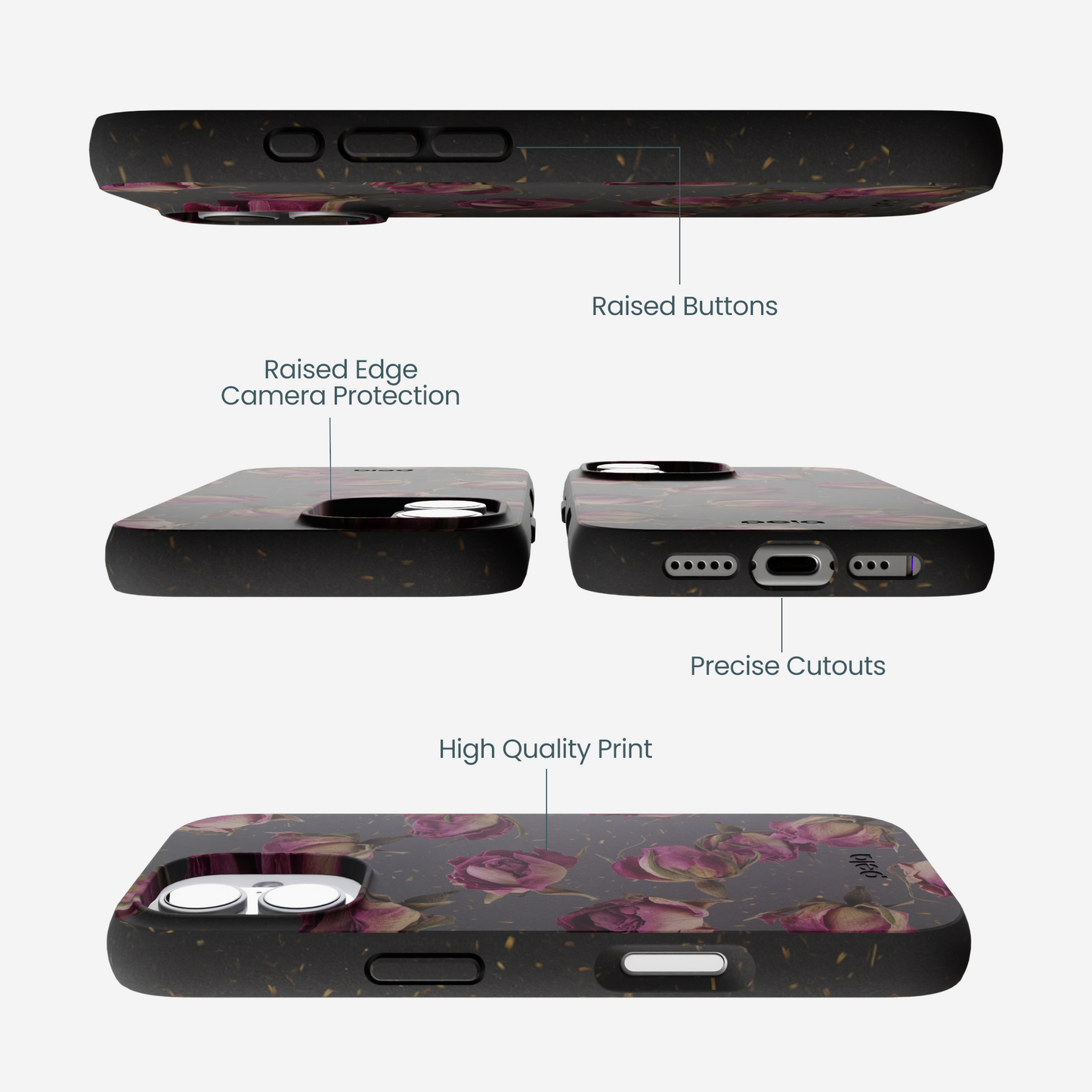 Black Dried Rosebuds iPhone 17 Case