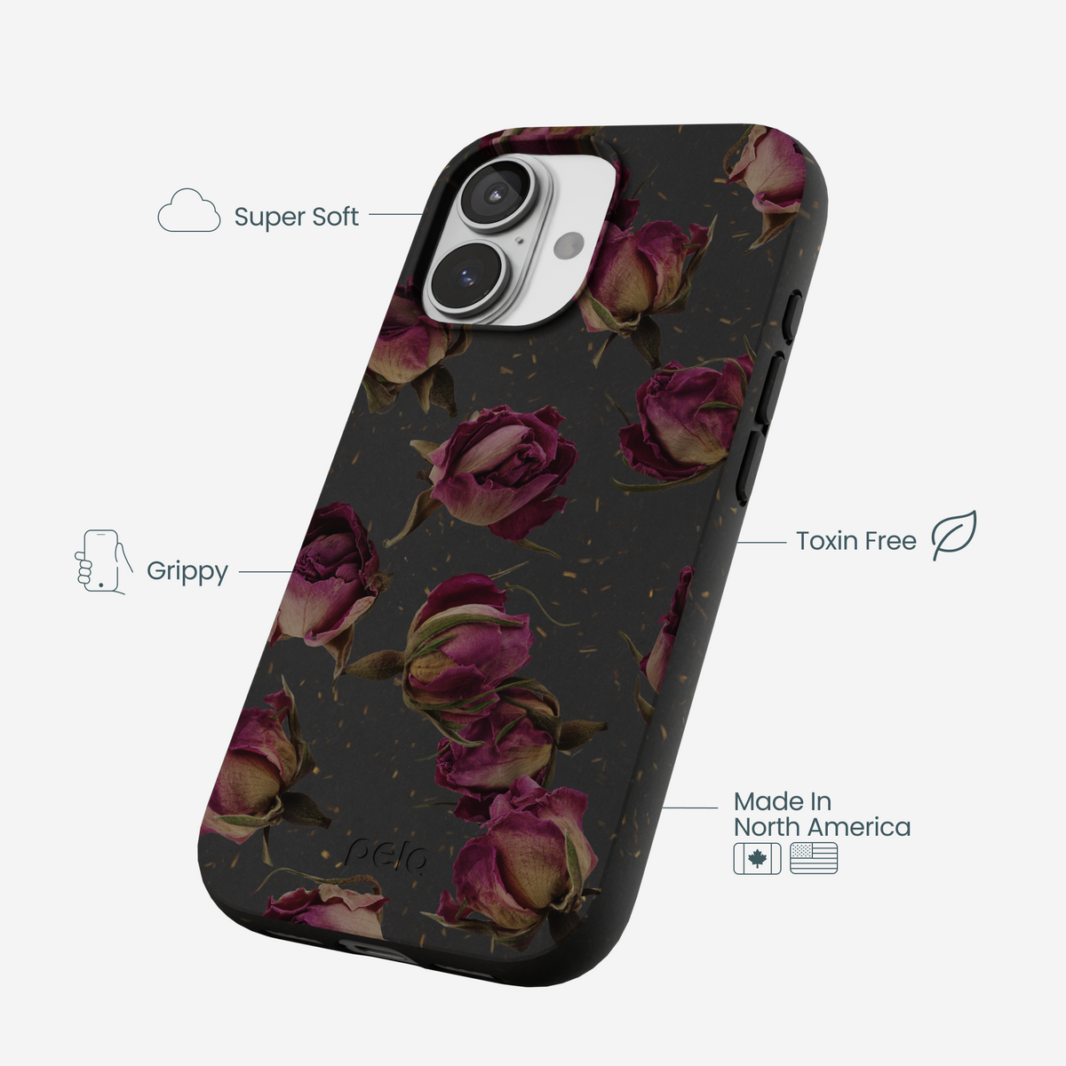Black Dried Rosebuds iPhone 17 Case