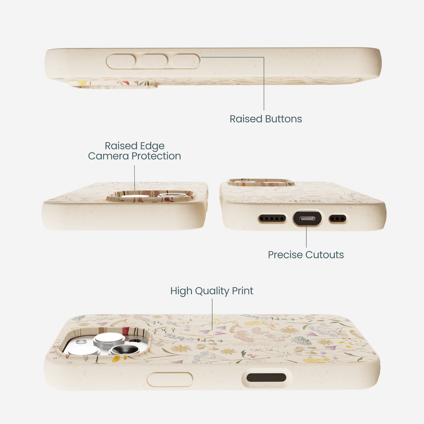 Seashell Dusty Petals iPhone 16 Pro Max Case