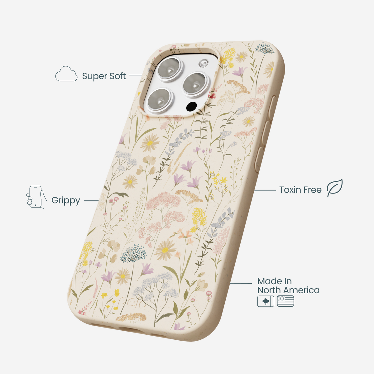 Seashell Dusty Petals iPhone 16 Pro Max Case