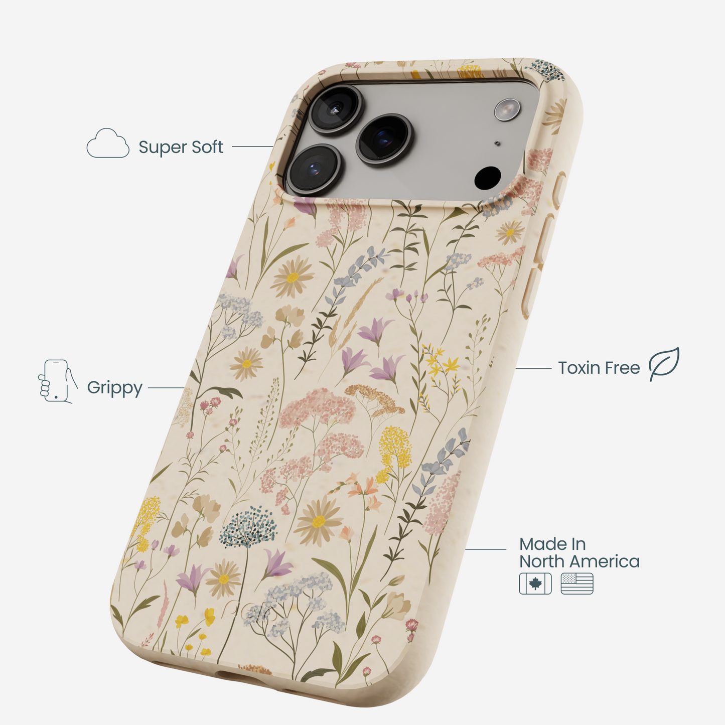 Seashell Dusty Petals iPhone 17 Pro Max Case